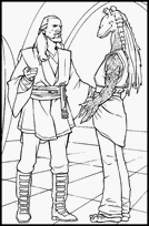 coloriage les maitres jedi discutent